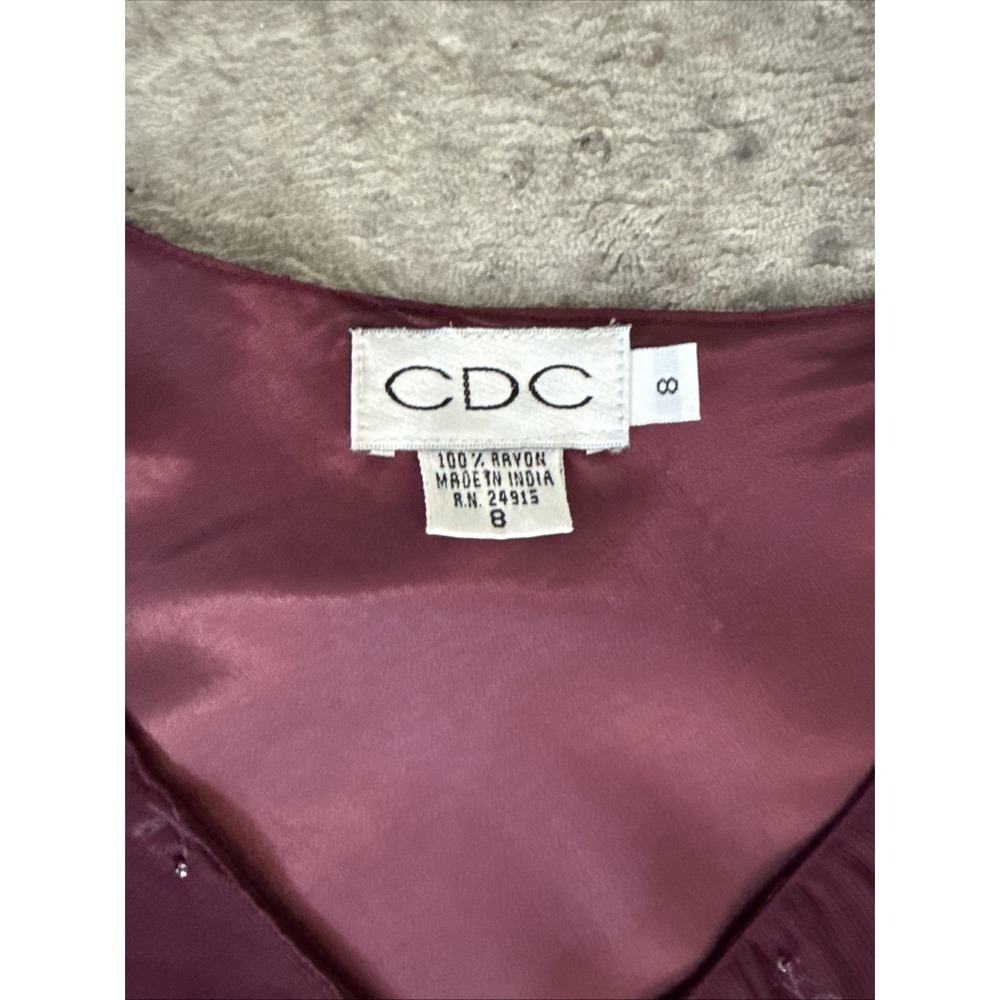 Vintage 90s Beaded Asymmetrical Bias Cut Maxi Dress  Sz 8 V-Neck Rayon Burgundy‎ - Picture 5 of 15